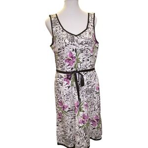 Faith Passion Womens Purple Floral Architectural Print Midi Dress Size 12 Black